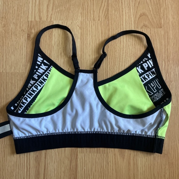 PINK by Victoria’s Secret Neon Yellow and Black Sports Bras Size Large - Picture 6 of 7